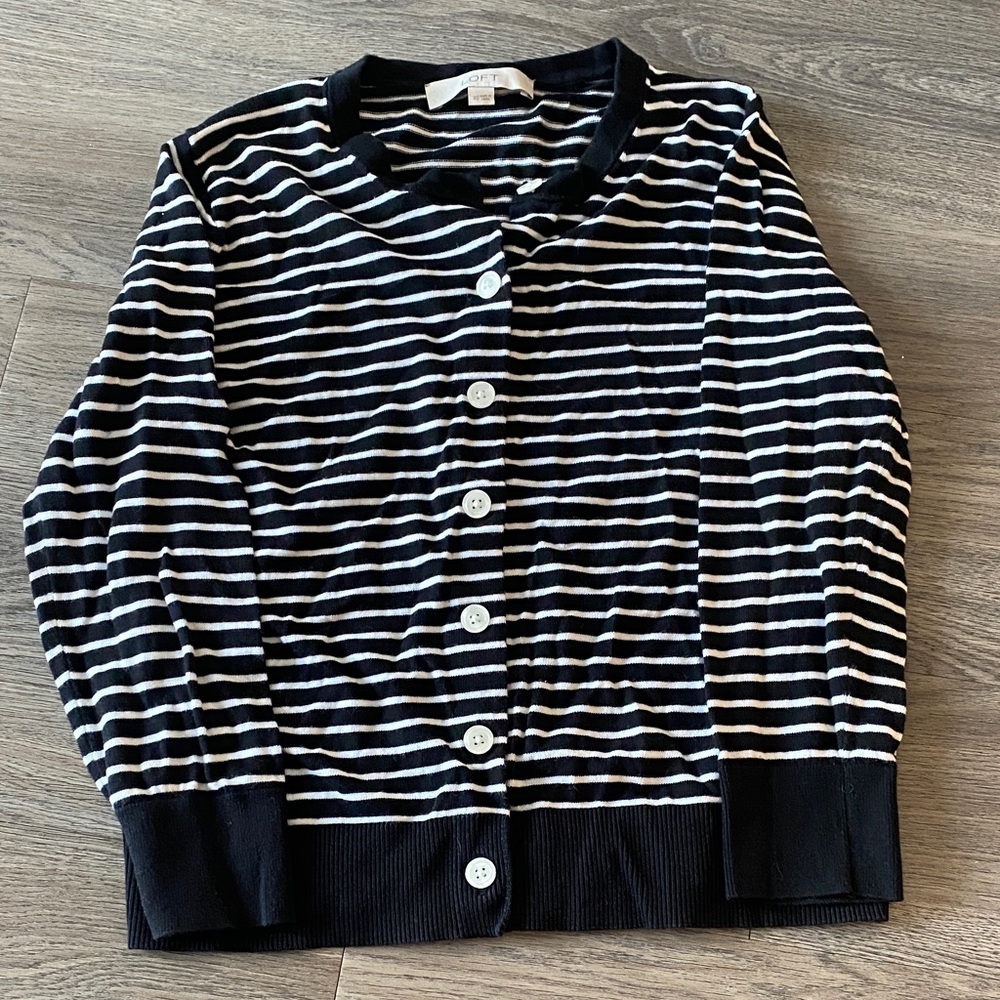 LOFT Black and White Striped Sweater